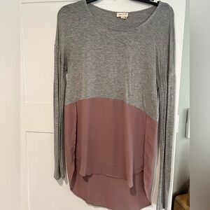 Meadow Rue Anthropologie Two-Tone Long Sleeve Top